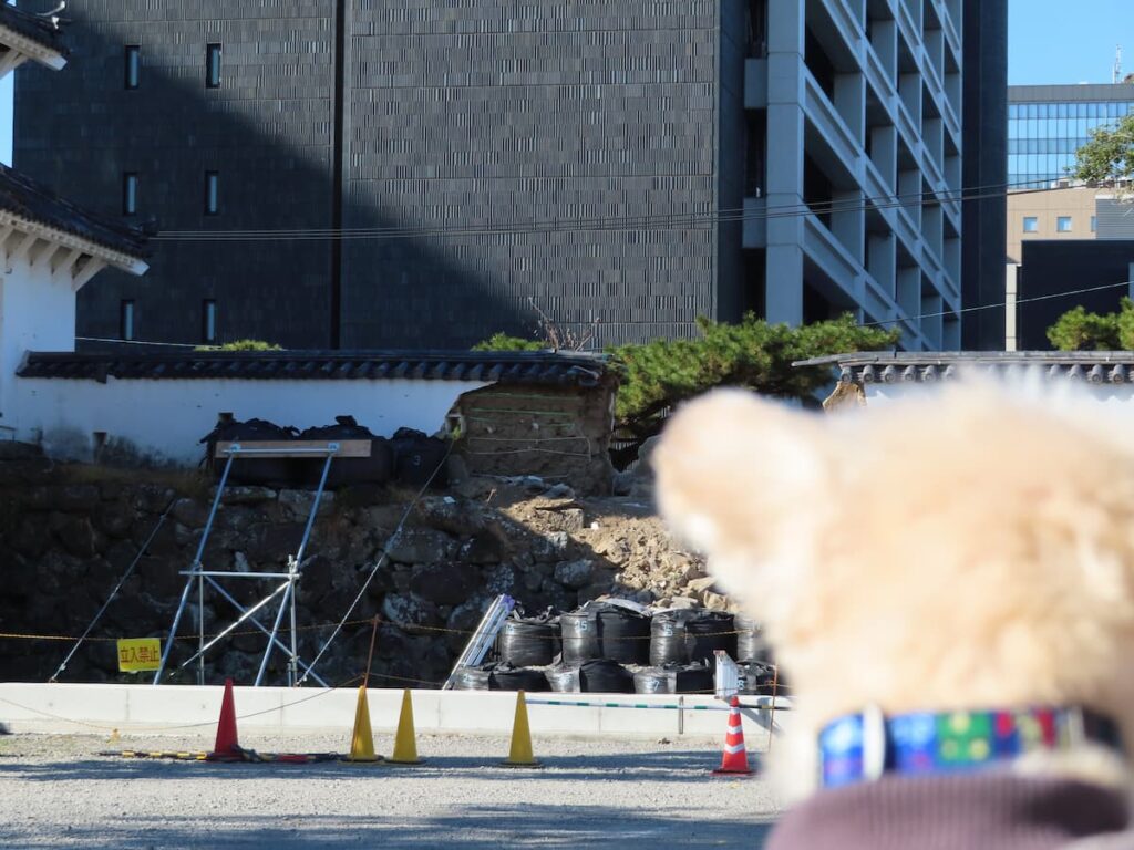 西之丸の崩れた土塀
