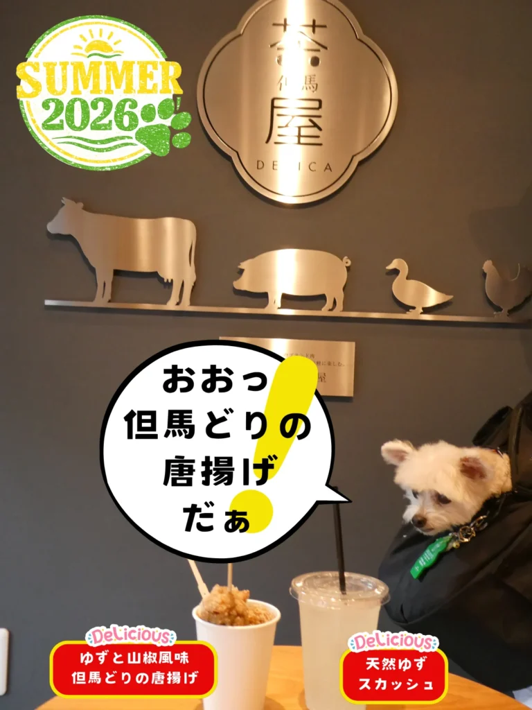 わんこ店内OKと但馬どりの唐揚げ