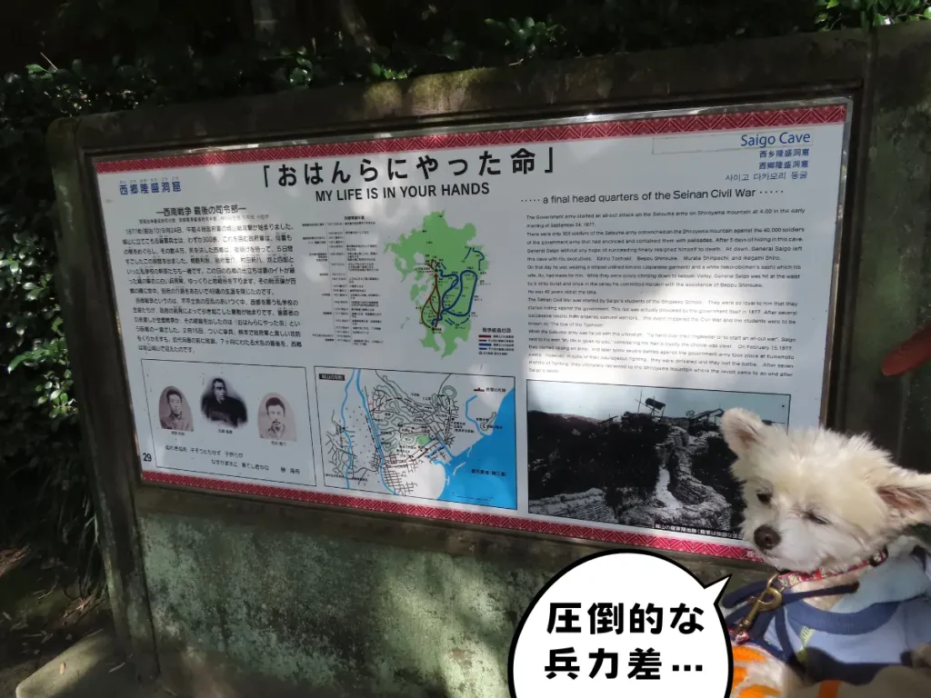 西郷洞窟の説明板
