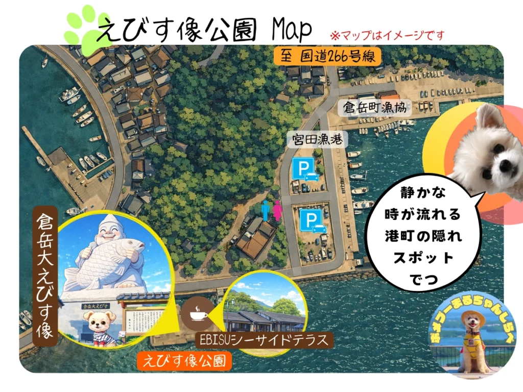 えびす像公園へ犬連れ旅マップ