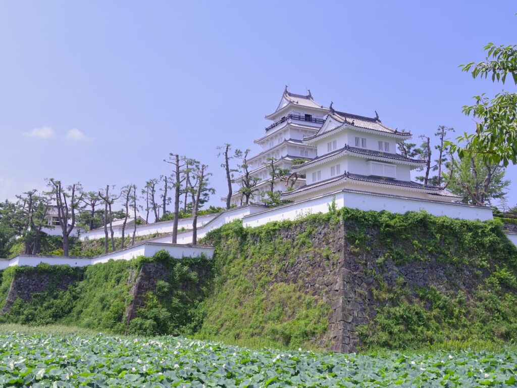 駅側か見るお掘りと石垣