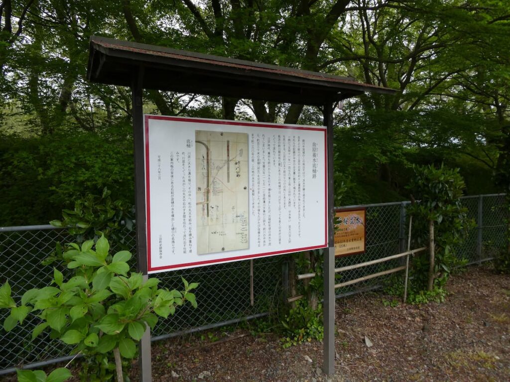 血原養水底樋跡の解説板