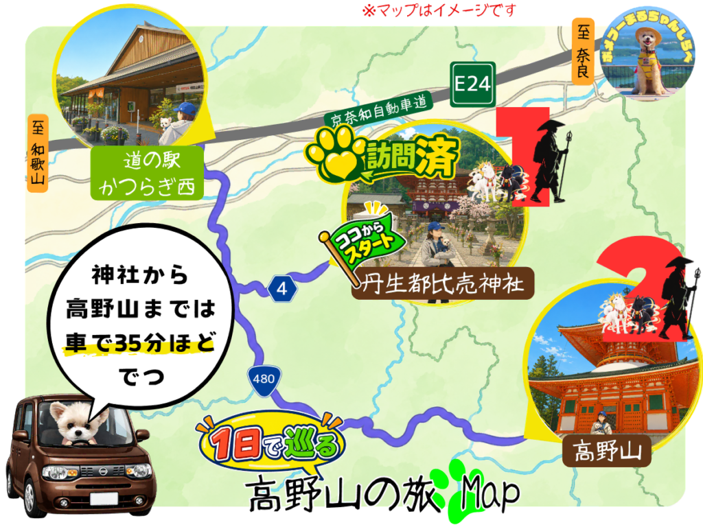 1日で巡る高野山の旅マップ