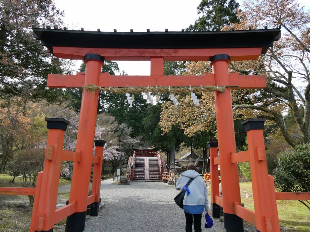 両部鳥居から神域へと進む